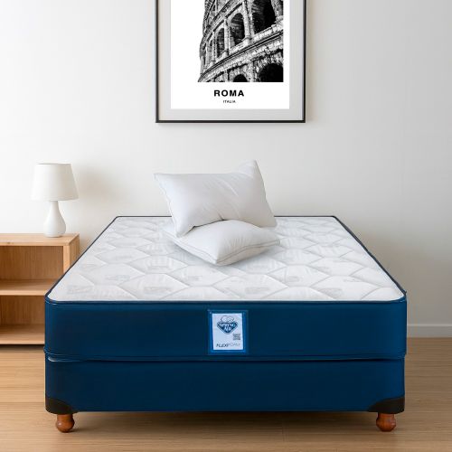 Colchón de Espuma y Sommier Spring Air 2 Plazas 140x190cm + Almohadas