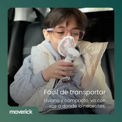 (Promoción 🔥) Nebulizador Maverick Mesh Ultrasónico Portátil Inalámbrico A Pilas y USB Liviano Compacto 2 Mascarillas Adulto/Niño