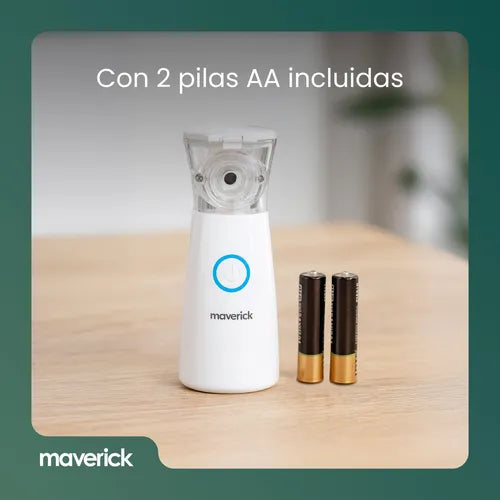 (Promoción 🔥) Nebulizador Maverick Mesh Ultrasónico Portátil Inalámbrico A Pilas y USB Liviano Compacto 2 Mascarillas Adulto/Niño