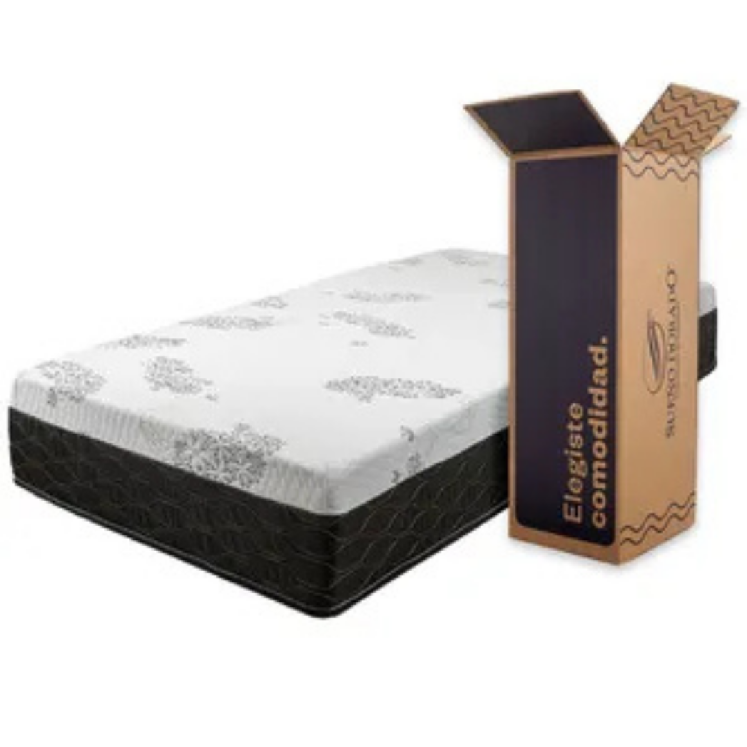 (Promoción 🔥) Colchón en Caja Sueño Dorado Box ROLO 1 Plaza 80x190 Espuma Alta Densidad