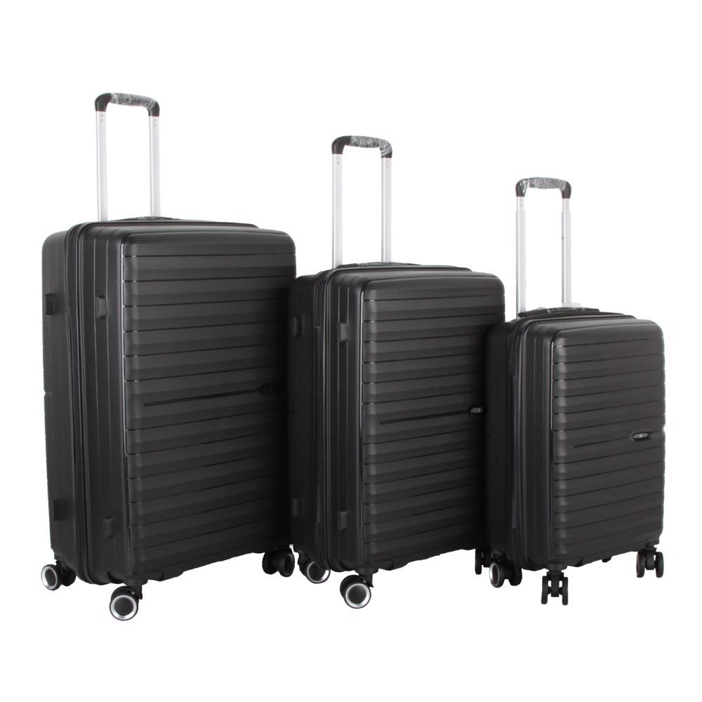 Kit 3 Valijas de Viaje Frávega Home PP13 – 20”, 24” y 28” – Color Negro