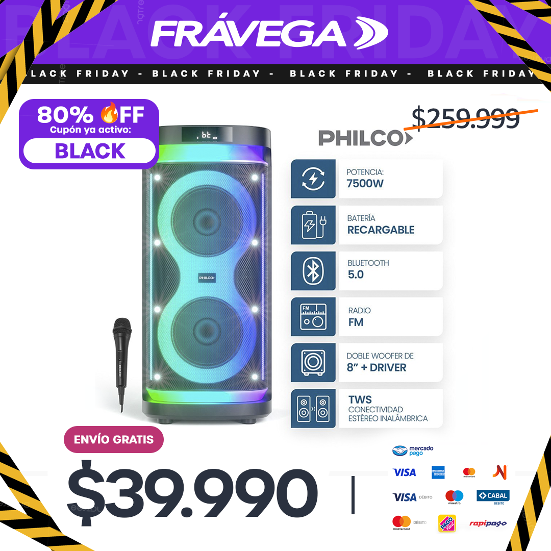 Torre de Sonido Philco TP8500 7500W