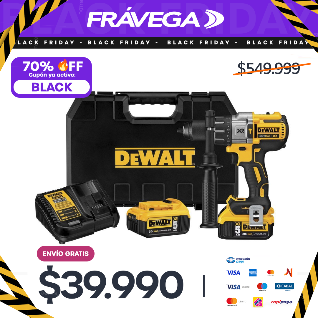 Taladro Dewalt Percutor Inalámbrico 20v Max DCD996P1T-AR