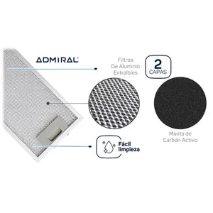 (Promoción de cumpleaños 🔥) Purificador Admiral 60cm 918A Negro