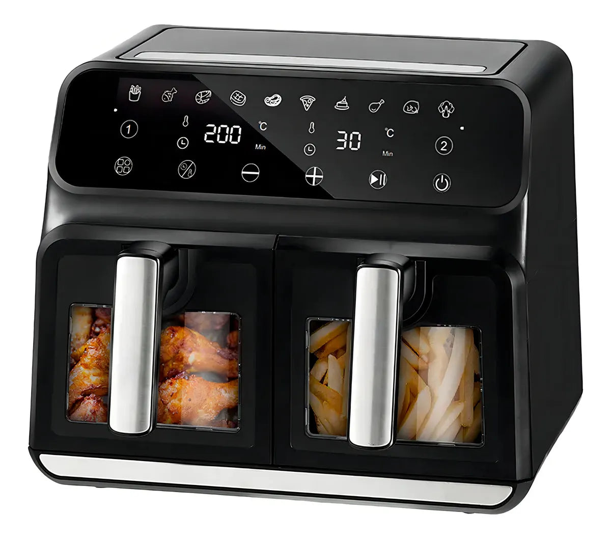 (Promoción de cumpleaños 🔥) Freidora de Aire Novohome Digital 8Lts Doble Canastos 4+4 1700W NH-AF DUAL 100W