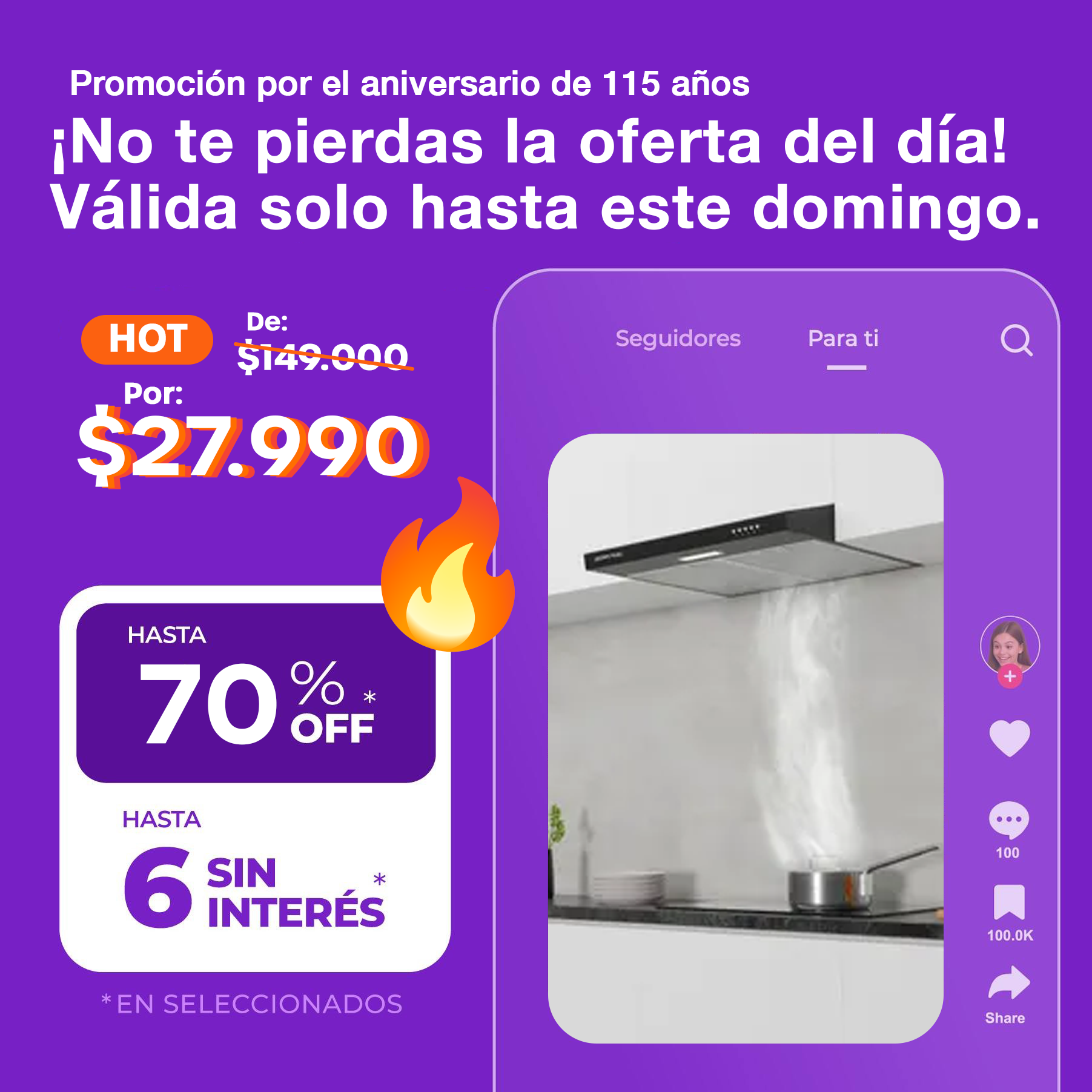 (Promoción de cumpleaños 🔥) Purificador Admiral 60cm 918A Negro