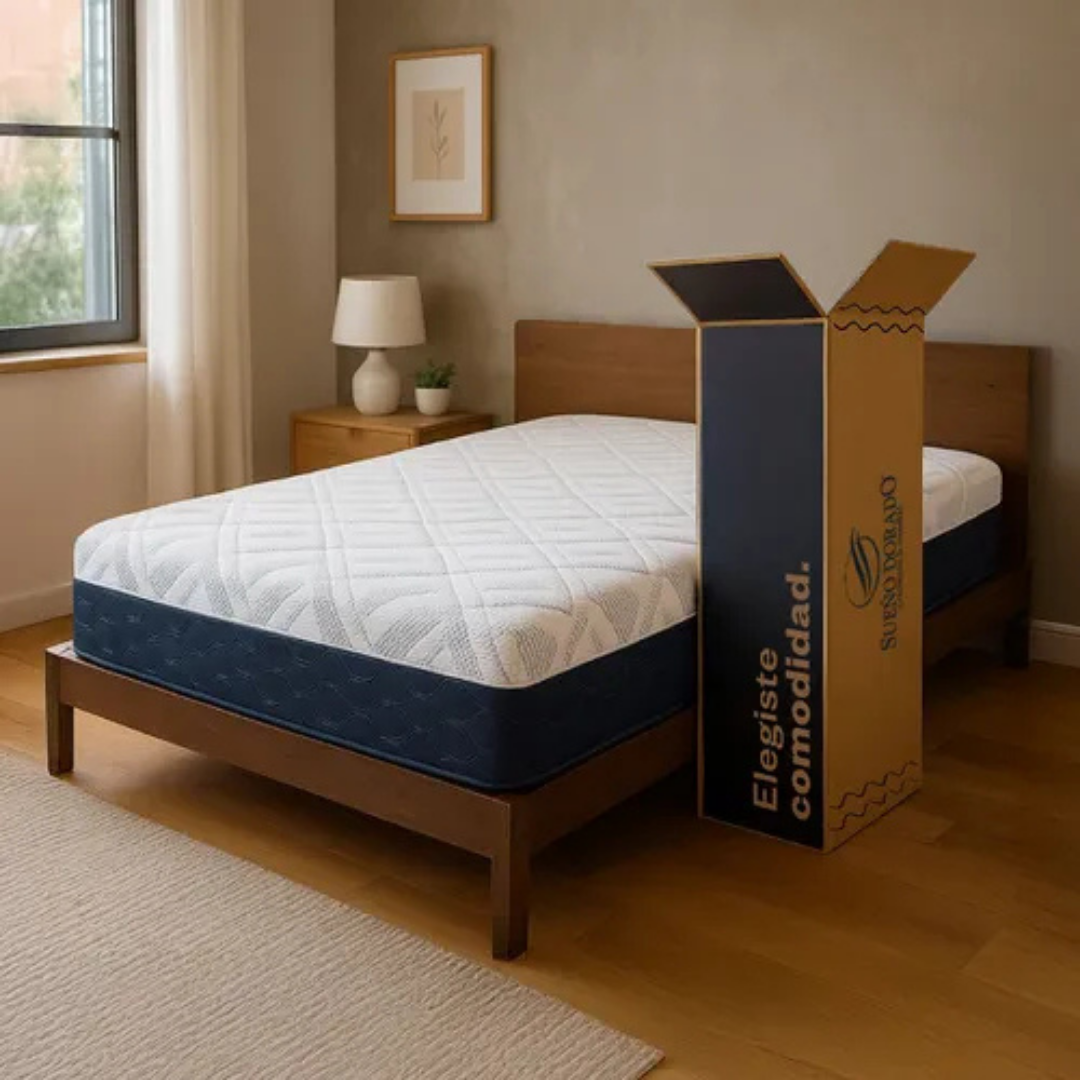 (Promoción 🔥) Colchón en Caja Sueño Dorado Box ROLO 2 Plazas 140x190 Espuma Alta Densidad