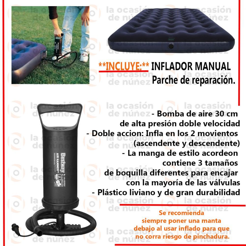 Bestway Combo Colchon Inflable 2 Plazas + Inflador