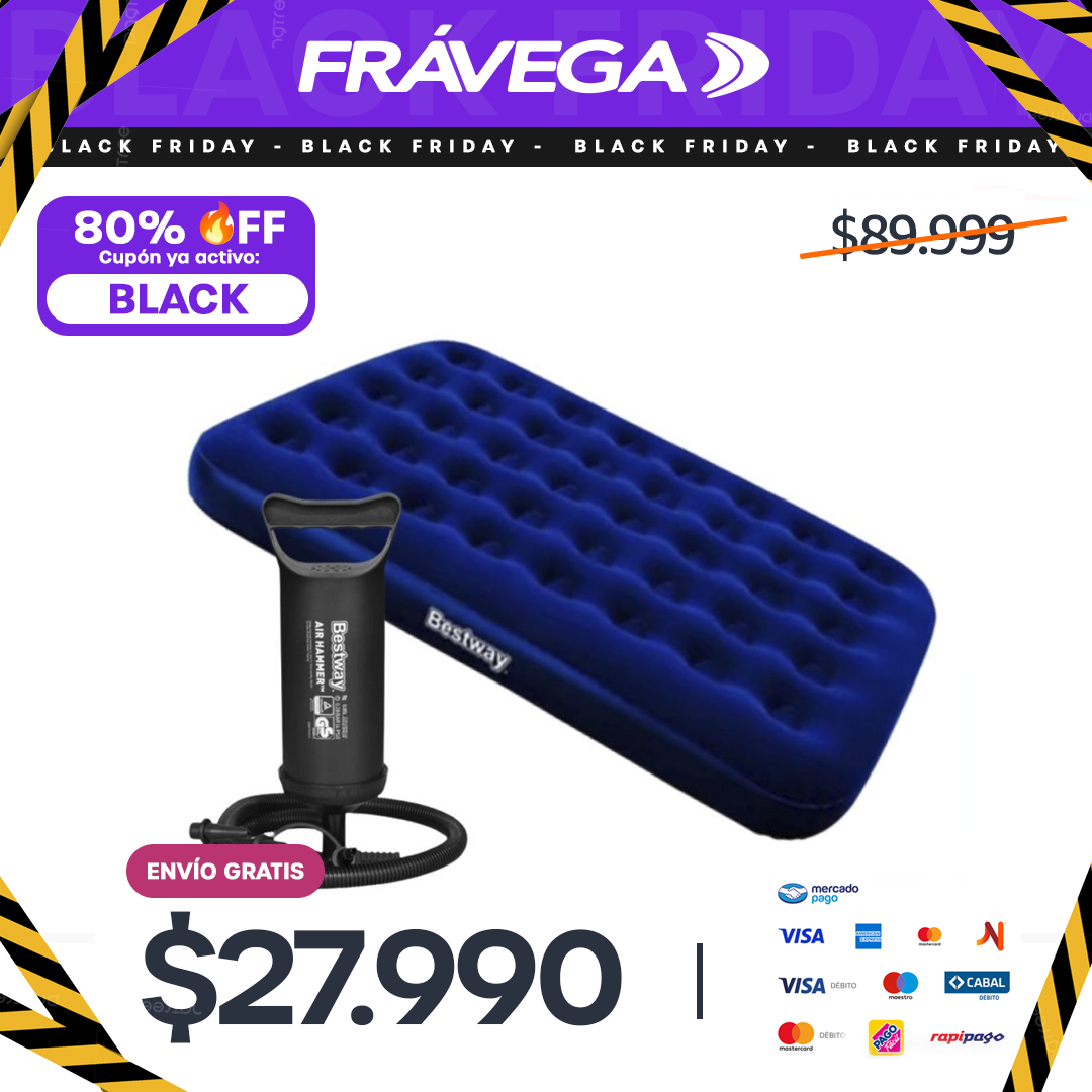 Bestway Combo Colchon Inflable 2 Plazas + Inflador
