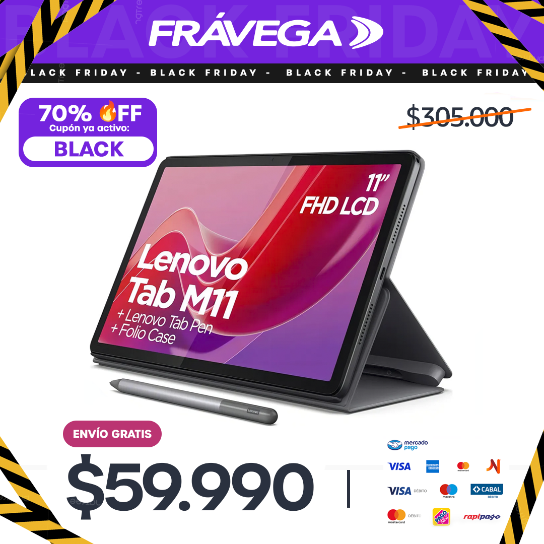 (Promoción de cumpleaños 🔥) Tablet Lenovo Tab M11 8gb Ram 128gb Funda Lápiz 11'' Wuxga Color Gris oscuro